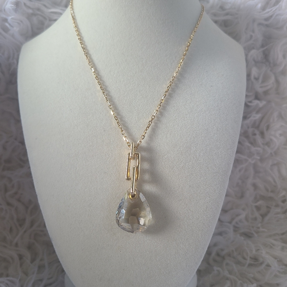 Swarovski Parallele Pendant Gold Rhodium Plated Necklace-Great Condition